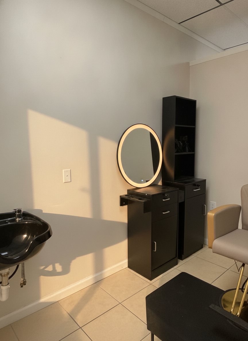 A private, furnished salon suite at F4H Salon Studios